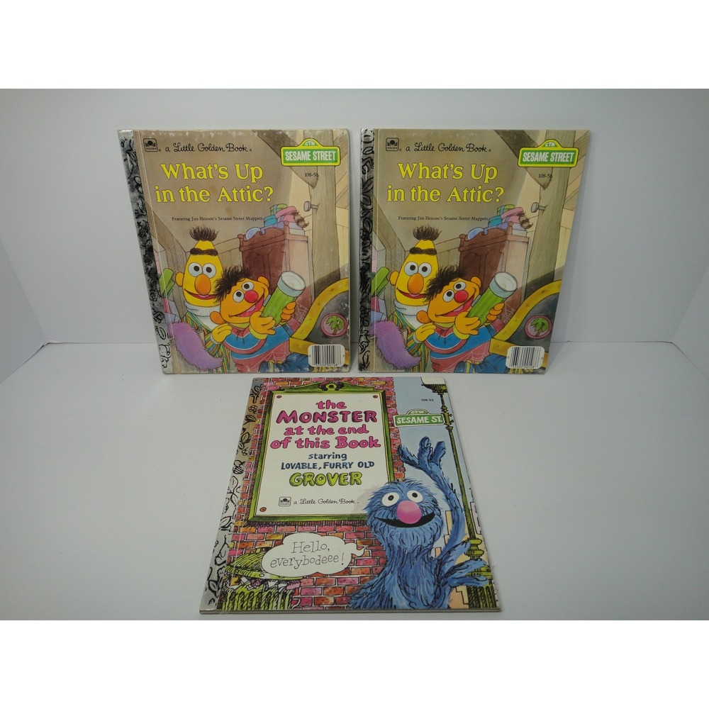 Sesame Street Little Golden Book Lot Monster at the End of this Book Attic 3ct
